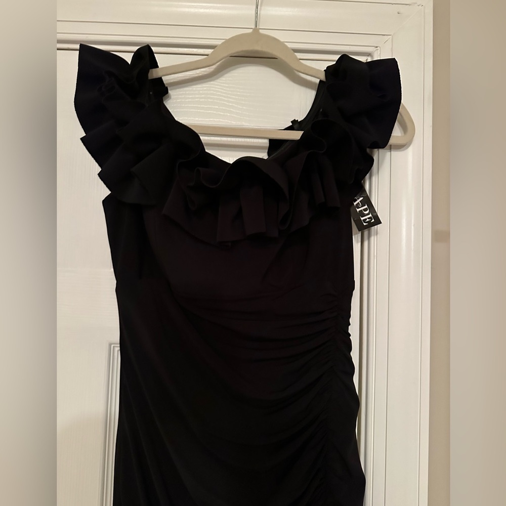 Xscape Ruffle Off the Shoulder Ruched Jersey Gown - Picture 5 of 7